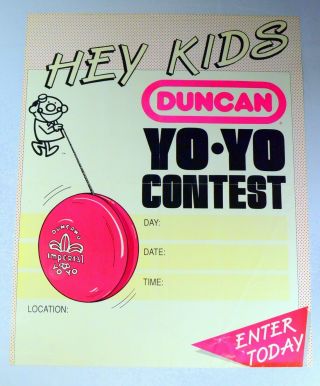 Vintage Duncan Yo - Yo Contest Promotional Poster Ad Yoyo Rare