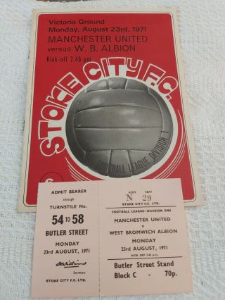 Very Rare /sought After Manchester United V West Brom Aug 23rd 1971,  Ticket