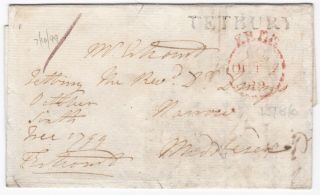 1799 Oct 6 Tetbury Pmk & Rare Red Dotted Crown Part Letter To Harrow Middx