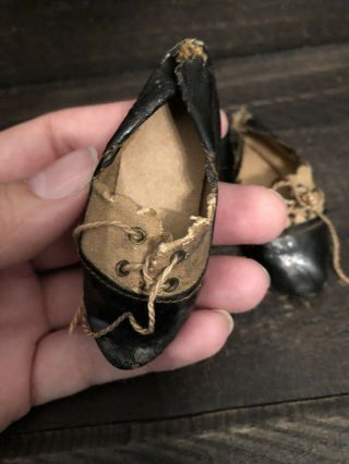 Rare Antique German Or French Bisque Doll Shoes 2.  9” Long Size 5 2