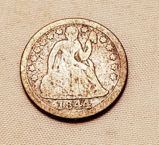1844 Seated Liberty Dime - Very Rare Vg Key Date