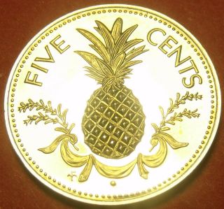 Bahamas 5 Cents,  1974 Rare Proof Pineapple 31,  000 Minted