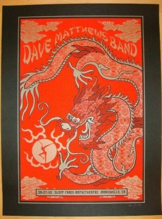 Dave Matthews Band Poster 2010 Marysville,  Ca Signed/ 375 Rare