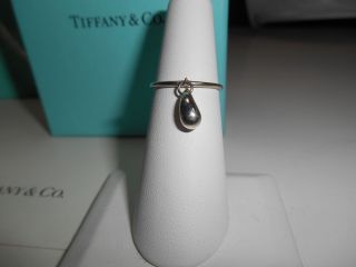 Tiffany & Co Elsa Peretti Teardrop Dangle Ring Sz 6 Rare Sterling Silver Boxed 2