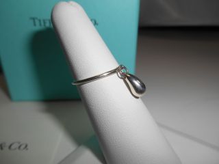 Tiffany & Co Elsa Peretti Teardrop Dangle Ring Sz 6 Rare Sterling Silver Boxed 4