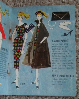 Vintage Barbie Single Face Booklet For 1 P/T With 3 Rare Outfits 4