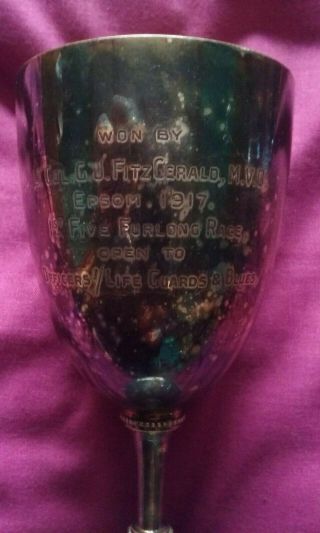 Rare 1917 Officers Life Guards & Blues Officers Silver Plated Goblet Trophy