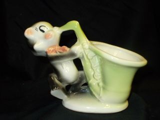 Rare Vintage Shawnee Pottery Cat With Saxophone Planter.
