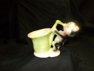 Rare Vintage Shawnee Pottery cat with saxophone planter. 3
