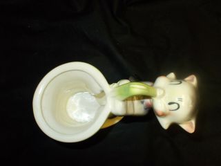 Rare Vintage Shawnee Pottery cat with saxophone planter. 4