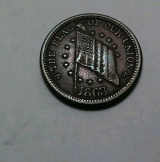 Very Rare 1863 Flag Of Our Union Civil War Token