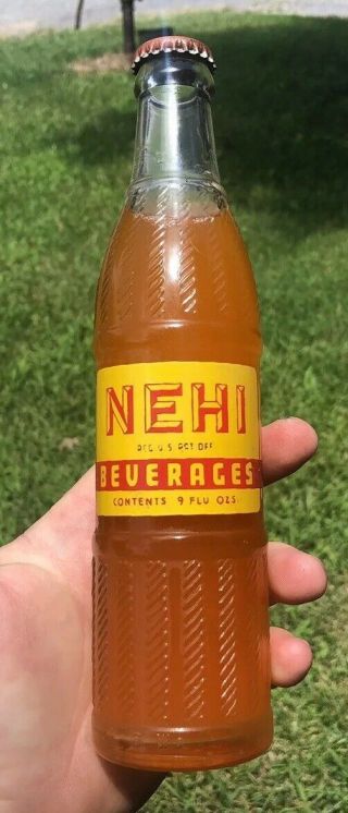 Full Acl Nehi Orange Soda Bottle Anniston Alabama Ala Rare Cap