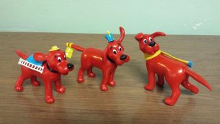 Clifford The Big Red Dog Set Of Dogs Scholastic - Rubber - Rare - Vintage - Vgc