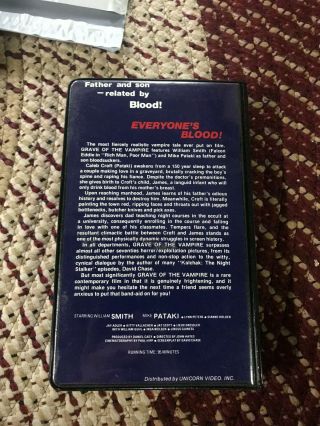 GRAVE OF THE VAMPIRE UNICORN HORROR SOV SLASHER RARE OOP VHS BIG BOX SLIP 4