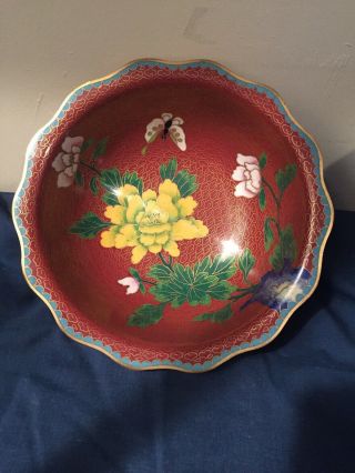 Vintage 1960 - 70s Chinese Cloisone Bowl Rare In Us