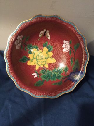 Vintage 1960 - 70s Chinese Cloisone Bowl Rare In US 2