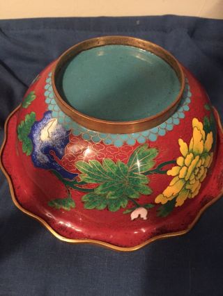 Vintage 1960 - 70s Chinese Cloisone Bowl Rare In US 8