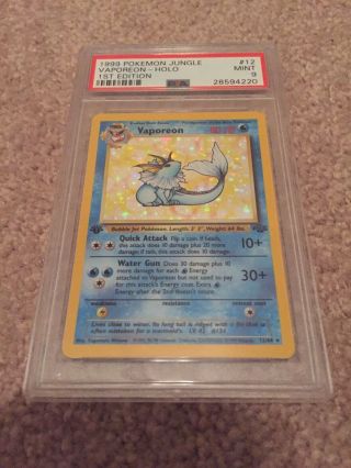 1st Ed Vaporeon Holo Rare 1999 Wotc Pokemon Card 12/64 Jungle Set Psa 9