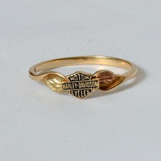 Rare 10k Gold Black Hills Harley Davidson Ring Womens Size 9 Yellow & Rose Gold