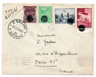 1937 Yugoslavia To France Airmail Cover,  Rare Stamps,  Negative Pmk