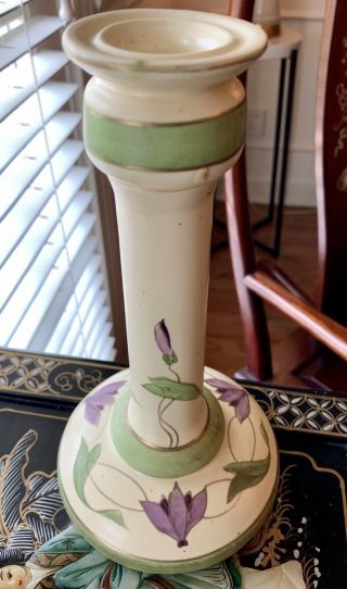 1910: Rare Roseville Pottery Creamware Gold Traced Candlestick (9.  25”) 365 - 9