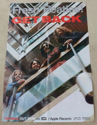 Rare 1969 The Beatles Get Back Album Promo Record Store Poster Apple Fantasy