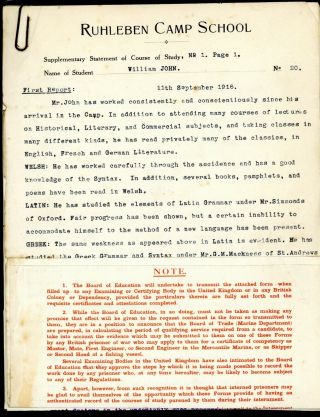 Ruhleben Camp School 1916/18 Pow Letter/report William John 6 Pages Rare (j395)
