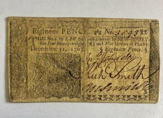 1763 Jersey Eighteen Pence (18) Colonial Note - Rare/