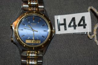 RARE Pulsar v041 911l Men ' s Watch Analog Digital Two - Tone Blue Dial BATTERY 5