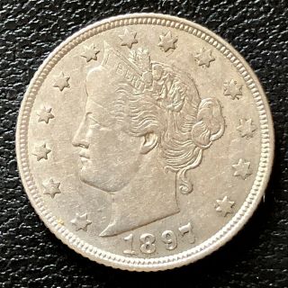 1897 Liberty Head Nickel 5c Xf Error Missing Cents Rare 16534