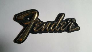 Fender Guitar Amplifier Or Case Logo / Emblem Metal Plate Rare Goldish Color
