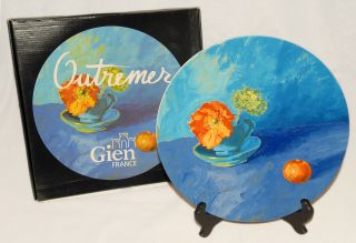 Gien - France - Outremer Colorful Floral - 12 " Cake / Chop Plate / Platter Rare