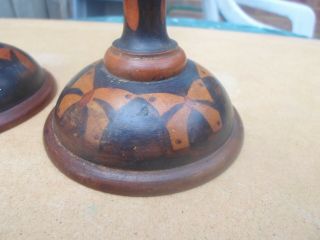Rare Dryad Leicester Arts and Crafts Hand Painted Wooden Candlesticks 5