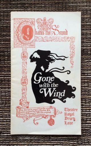 Rare Vintage 1972 Gone With The Wind Theatreprint: Drury Lane Theatre,  London