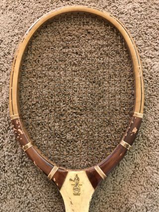 RARE Antique Vintage Wright Ditson Criterion Wood Tennis Racket Wood Handle 3