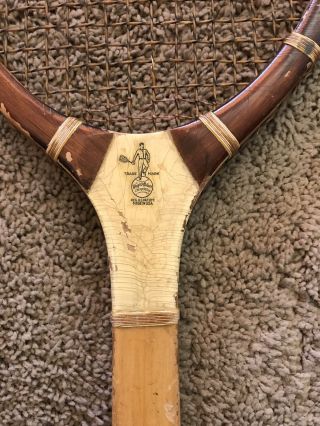 RARE Antique Vintage Wright Ditson Criterion Wood Tennis Racket Wood Handle 4