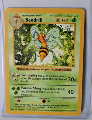 Beedrill Limited Edition Pokemon 18 1999 Base Set Shadowless Nm Never Played