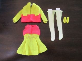 Barbie Vintage Mod Fashion Doll Outfit Rare Pair 1462 Jacket Dress Shoe Stocking