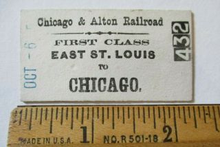 Rare 1860s? Chicago & Alton Railroad East St.  Louis Il Illinois Rr Ticket Pass