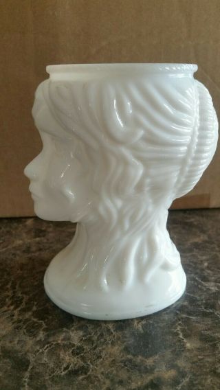 Vintage Rare White Milk Glass Grecian Girl/lady Head Vase.