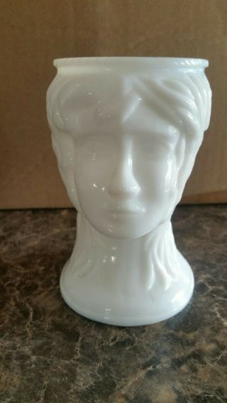 Vintage Rare White Milk Glass Grecian Girl/Lady Head Vase. 2