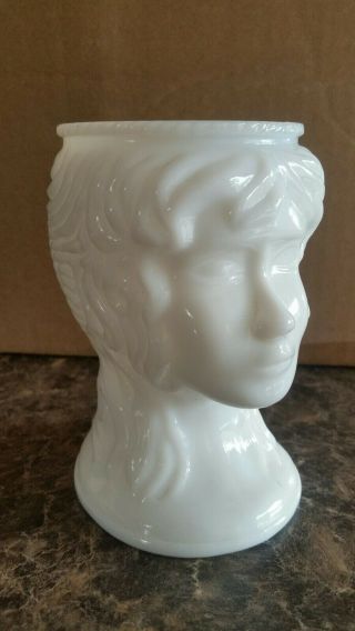 Vintage Rare White Milk Glass Grecian Girl/Lady Head Vase. 5