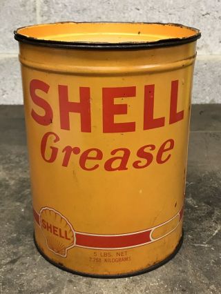Rare Vintage Shell Grease 5 Lb Pound Empty Can Lubricant Gas Oil Petro