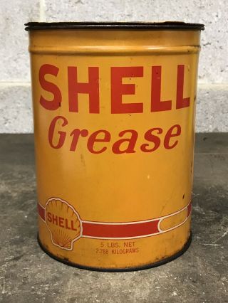 RARE Vintage SHELL Grease 5 lb Pound Empty can Lubricant Gas Oil Petro 2