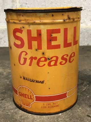 RARE Vintage SHELL Grease 5 lb Pound Empty can Lubricant Gas Oil Petro 4