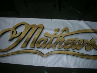 Mathews Archery Banner " Rare " White With Gold Logo Huge 9ft X 3 