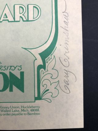 Gary Grimshaw Santana Frampton Lynyrd Skynyrd Signed Handbill 1975 RARE 2