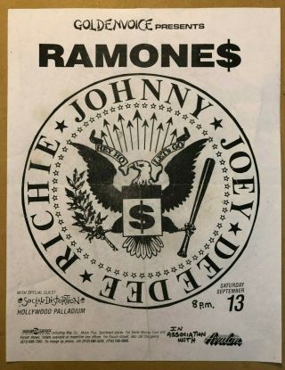 Rare 1986 Ramones Flyer Social Distortion @palladium Punk Kbd Hardcore Mike Ness