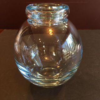 Rare Vintage Orrefors Sweden Large Crystal Globe Vase Signed Heavy