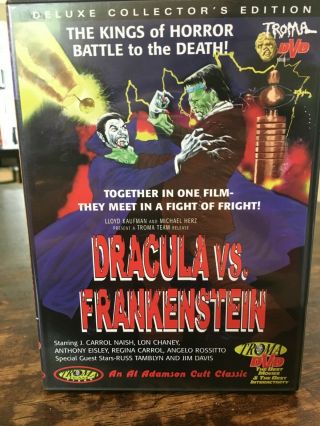 Dracula Vs Frankenstein Dvd Deluxe Troma Cult Al Adamson Lon Chaney Rare